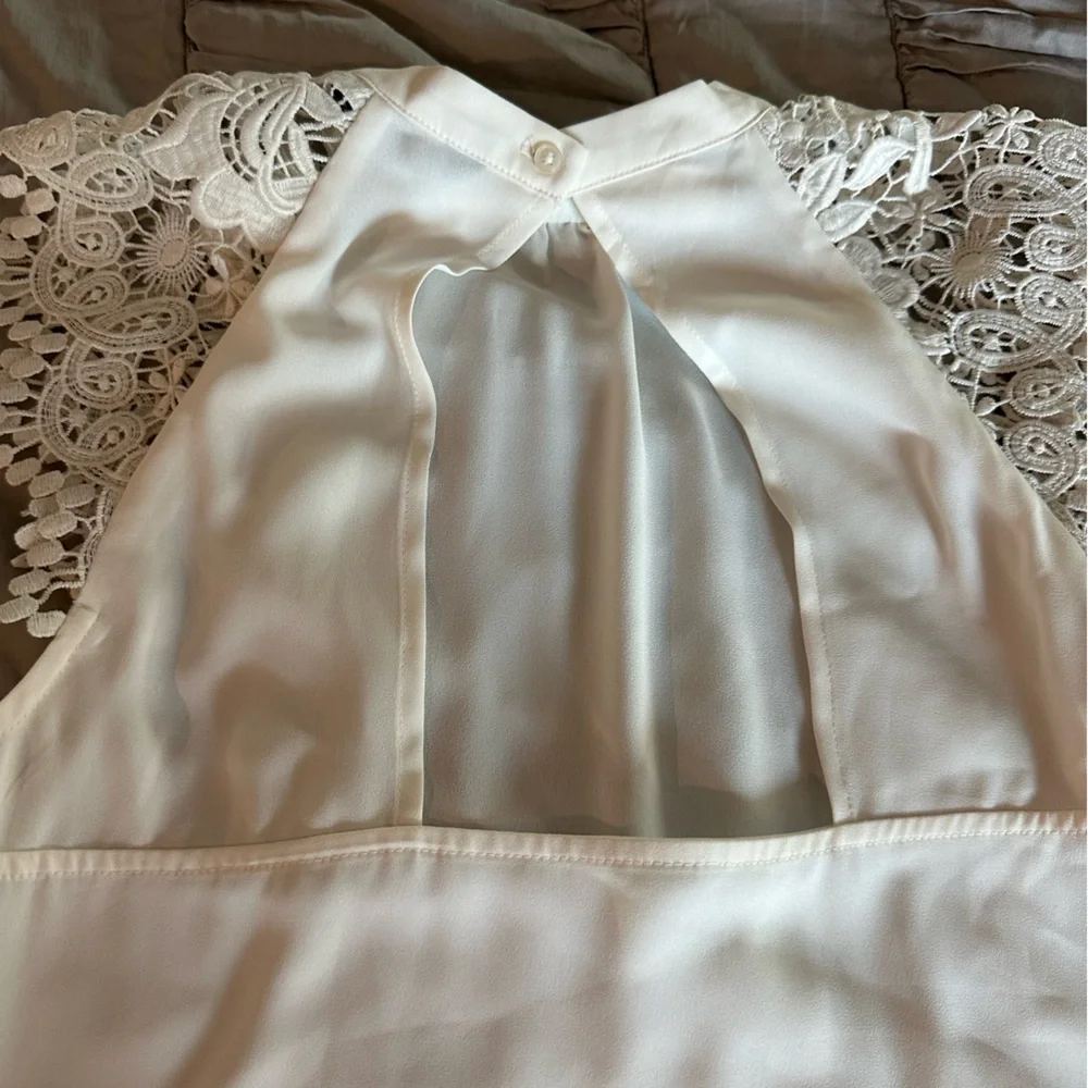 Express White Lace Detail‎ Blouse
